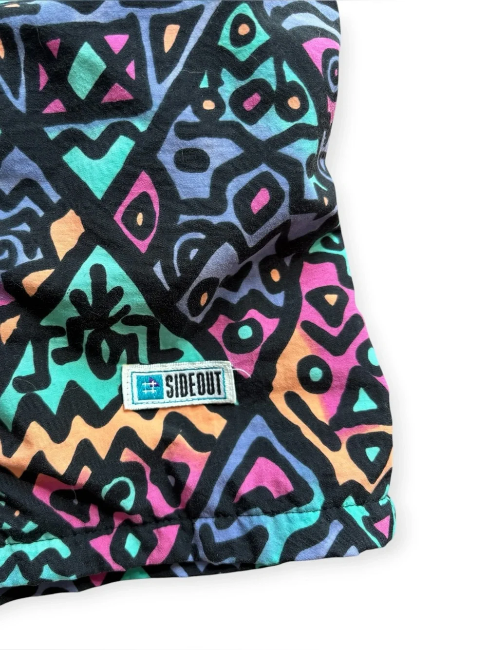 90s Vtg Sideout Volleyball Shorts Large Purple Red Green Tribal Retro Surfing